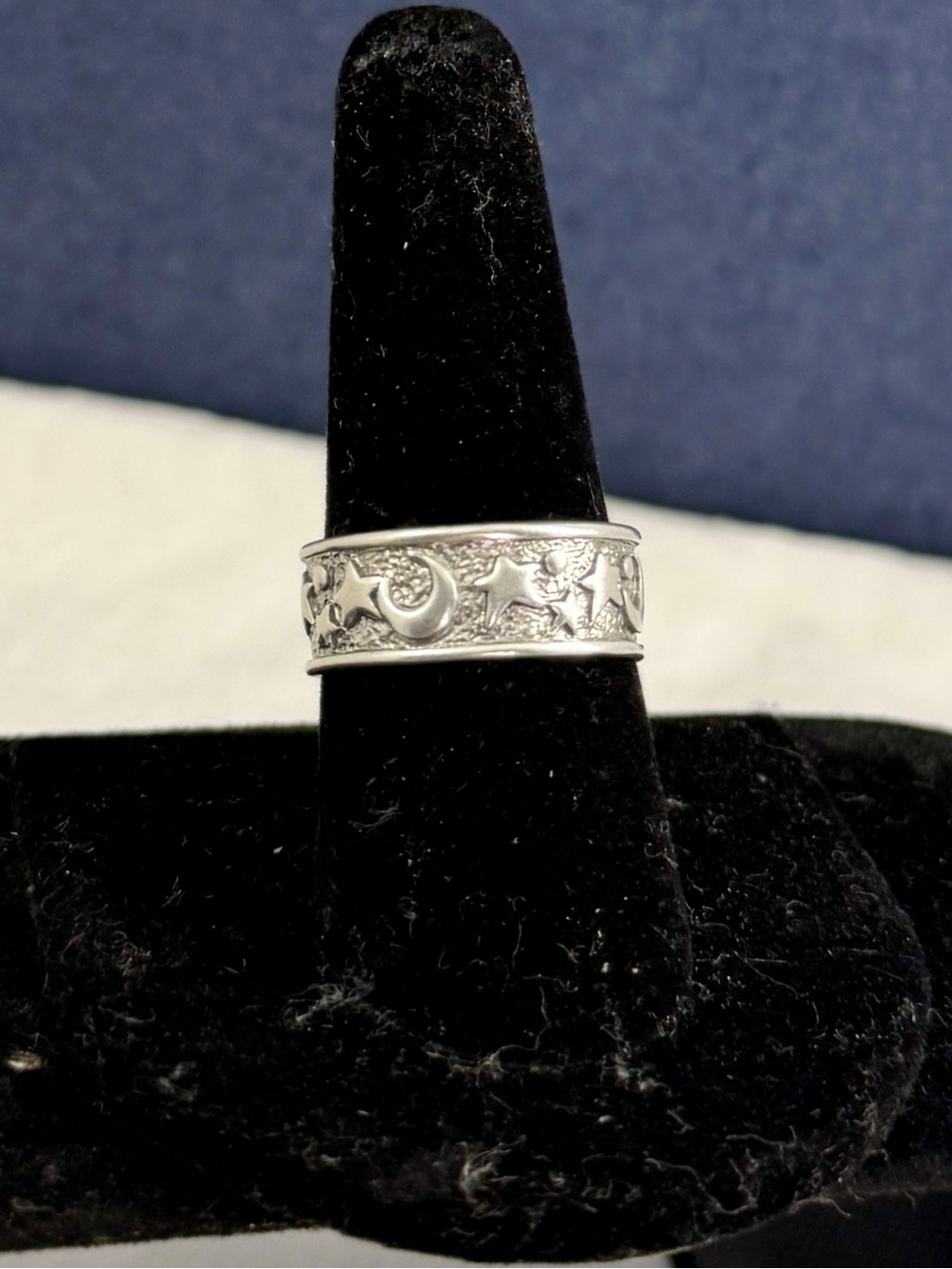 SHUBE’S DAKOTA WEST Sterling Silver Moon StarS Celestial Sky Band Ring; SIZE 8.5